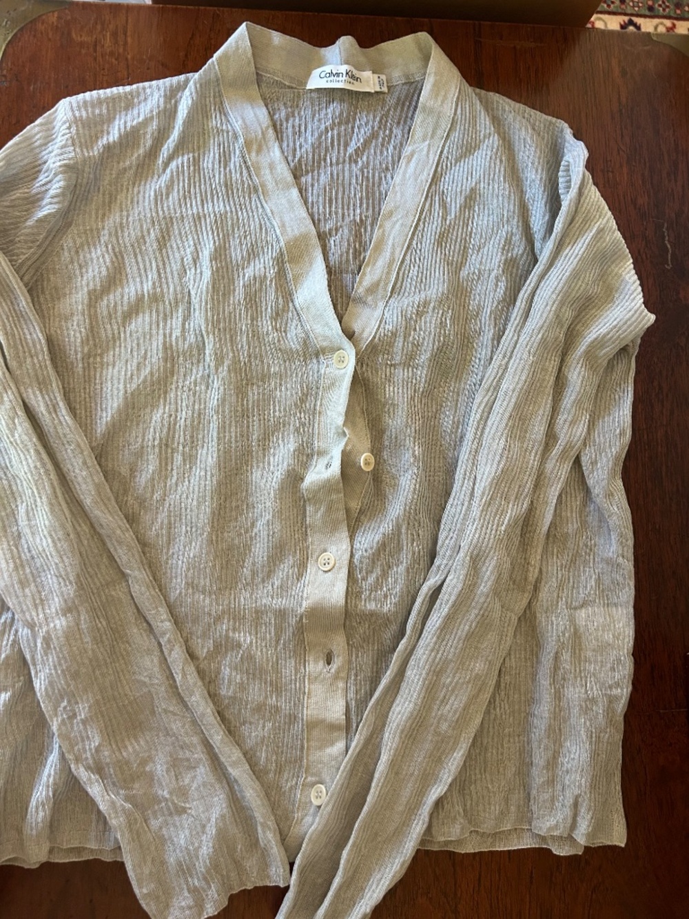 Calvin Klein Collection Silk Metallic Cardigan Made in Italy S - Picture 3 of 4